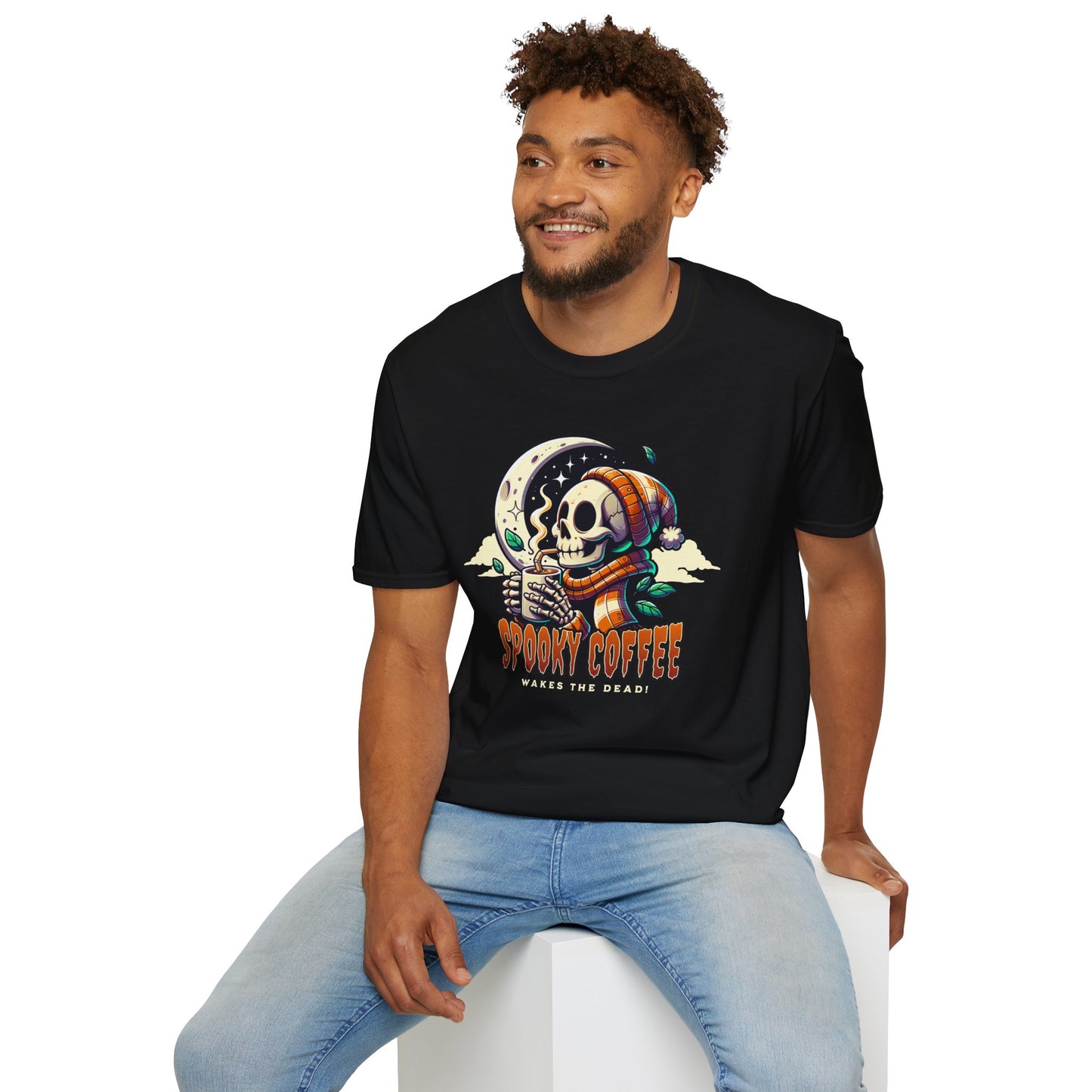Spooky Coffee Skeleton Unisex Graphic T-Shirt