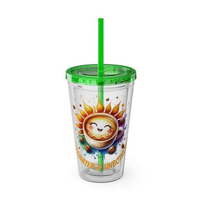 Caffeinated & Unbothered 16oz Insulated Tumbler with Straw