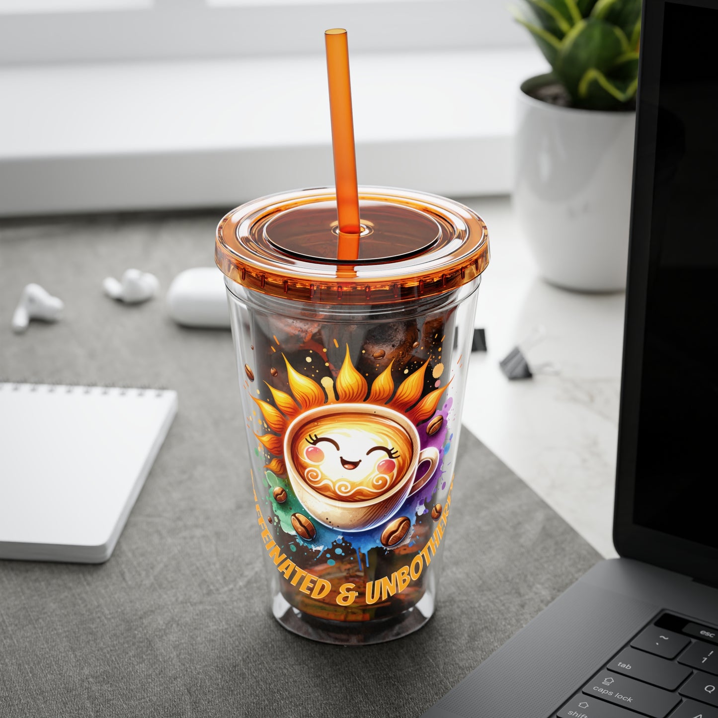 Caffeinated & Unbothered 16oz Insulated Tumbler with Straw