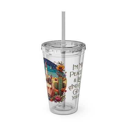 Peace Love Light F* Yourself 16oz Insulated Tumbler with Straw