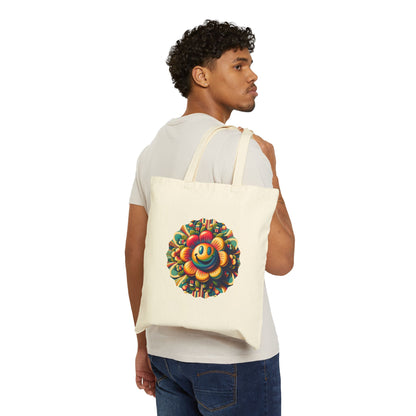 Cheerful Flower Cotton Canvas Tote Bag