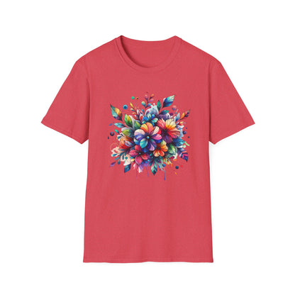 Rainbow Floral Explosion Unisex Graphic T-Shirt