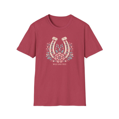 Wild and Free Horseshoe Floral Unisex Graphic T-Shirt