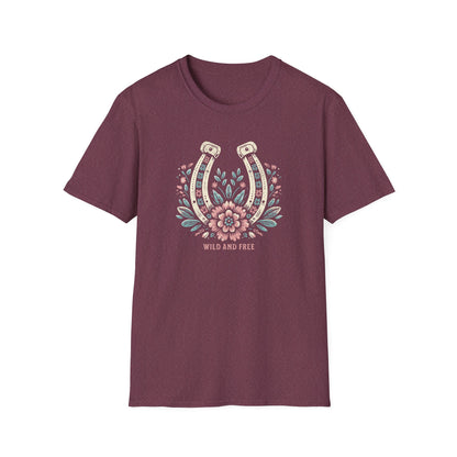 Wild and Free Horseshoe Floral Unisex Graphic T-Shirt