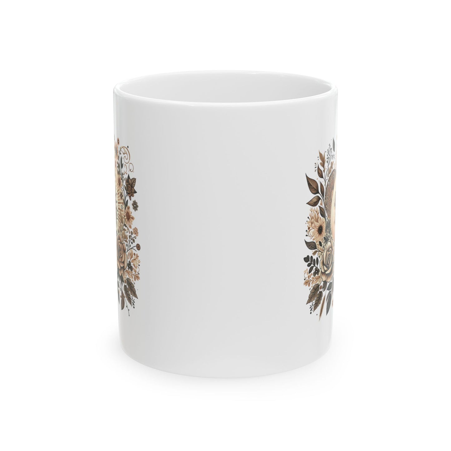 Boho Floral Celestial Sun & Moon Ceramic Mug
