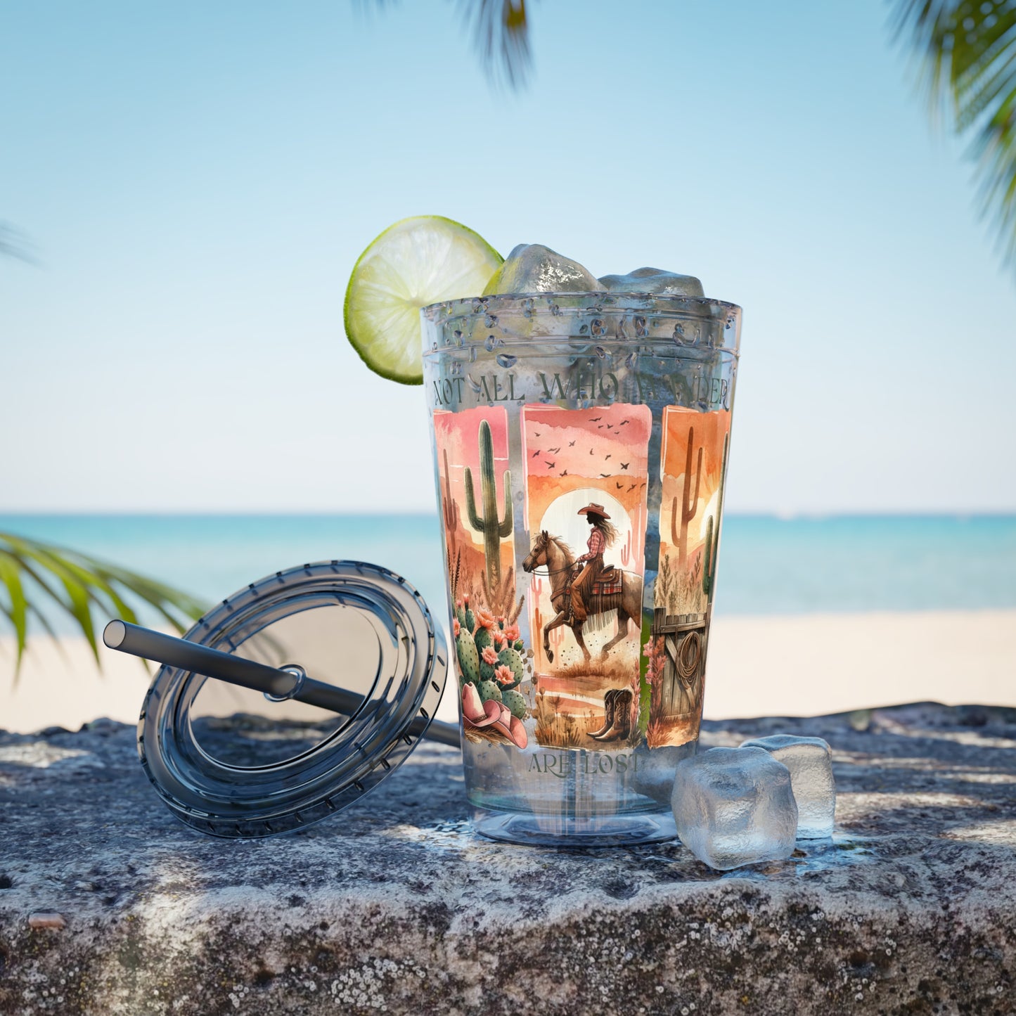 Not All Who Wander Are Lost 16oz Insulated Tumbler with Straw