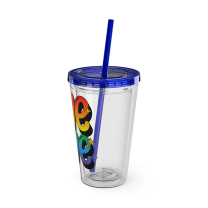 Love is Love Rainbow 16oz. Insulated Tumbler with Straw