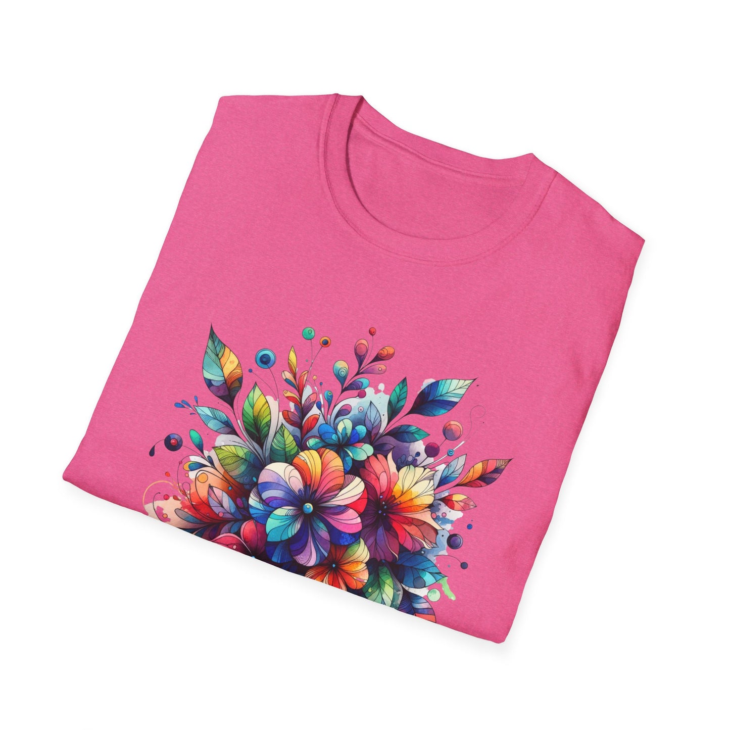 Rainbow Floral Explosion Unisex Graphic T-Shirt