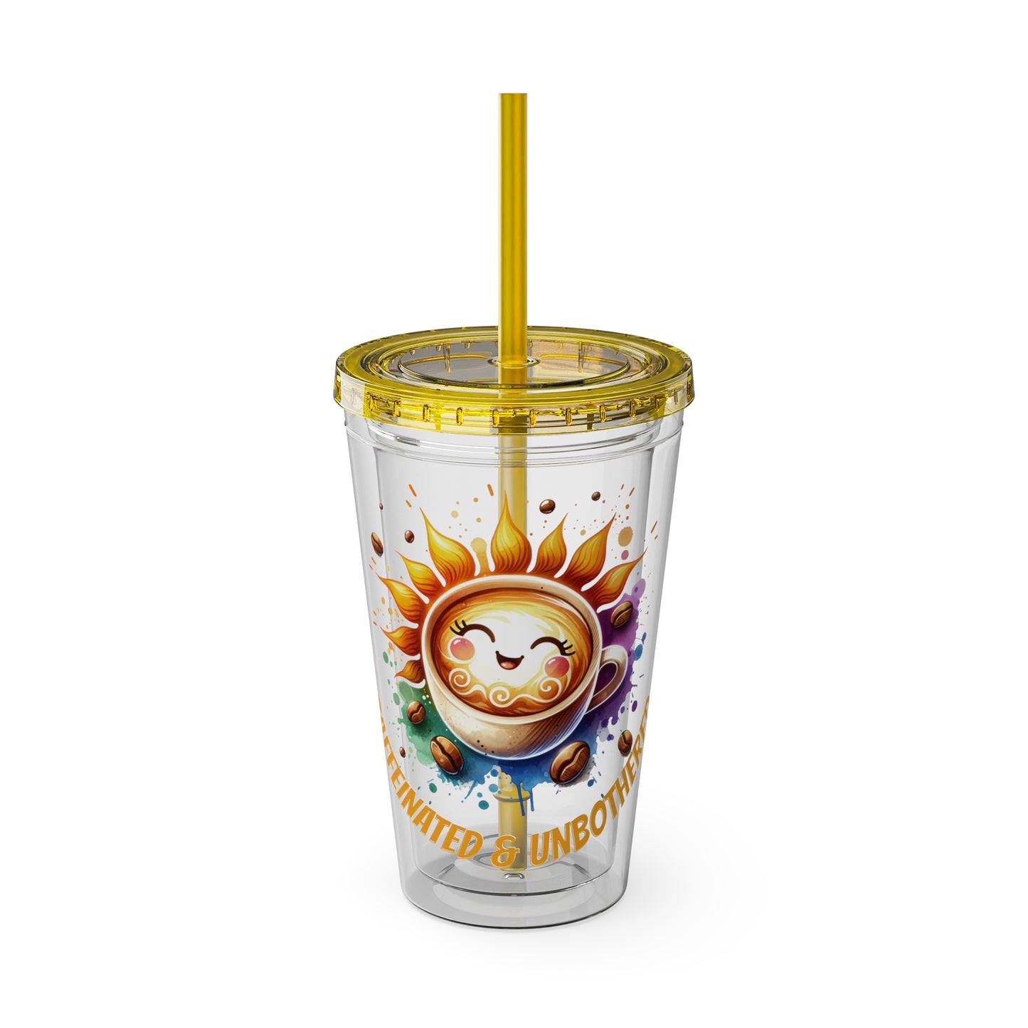 Caffeinated & Unbothered 16oz Insulated Tumbler with Straw