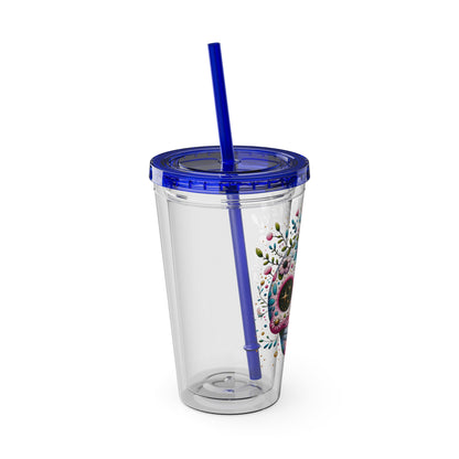 Sugar Skull 16oz Insulated Tumbler with Straw