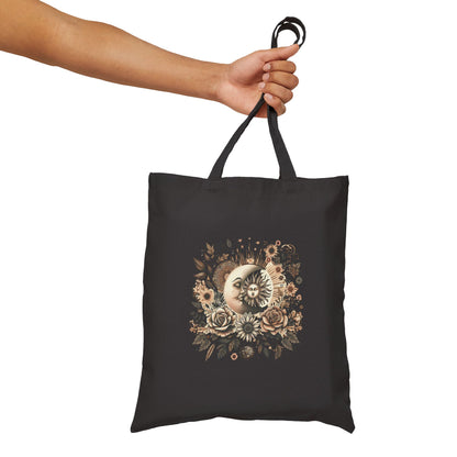 Celestial Bloom Cotton Canvas Tote Bag