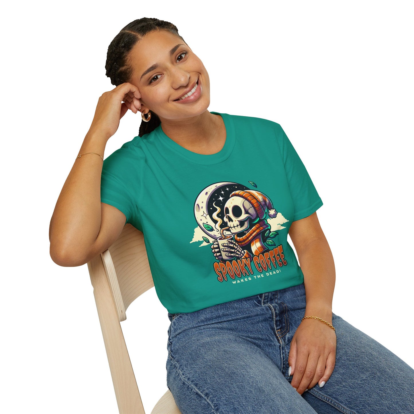 Spooky Coffee Skeleton Unisex Graphic T-Shirt