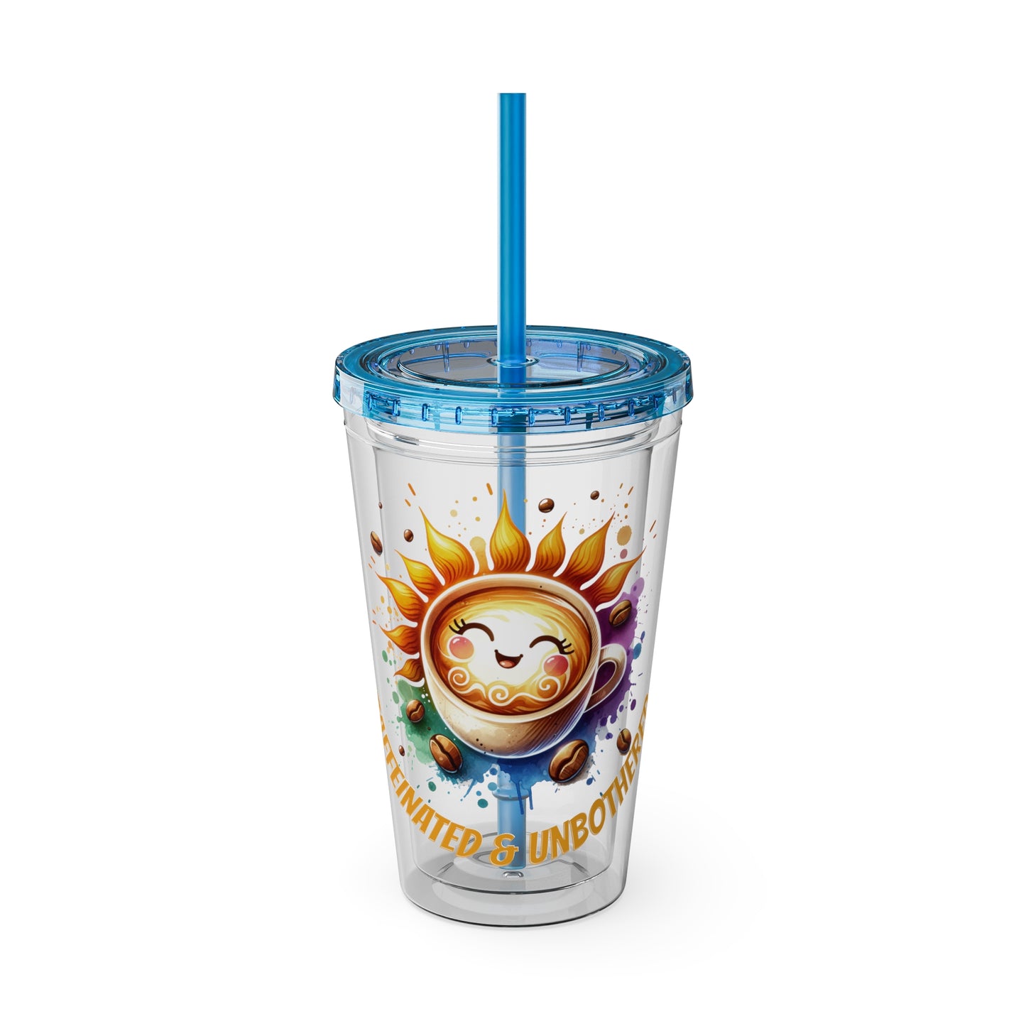 Caffeinated & Unbothered 16oz Insulated Tumbler with Straw