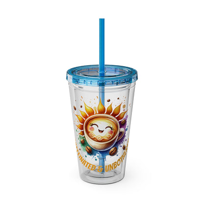 Caffeinated & Unbothered 16oz Insulated Tumbler with Straw