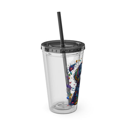 Colorful Shih Tzu 16oz. Insulated Tumbler with Straw