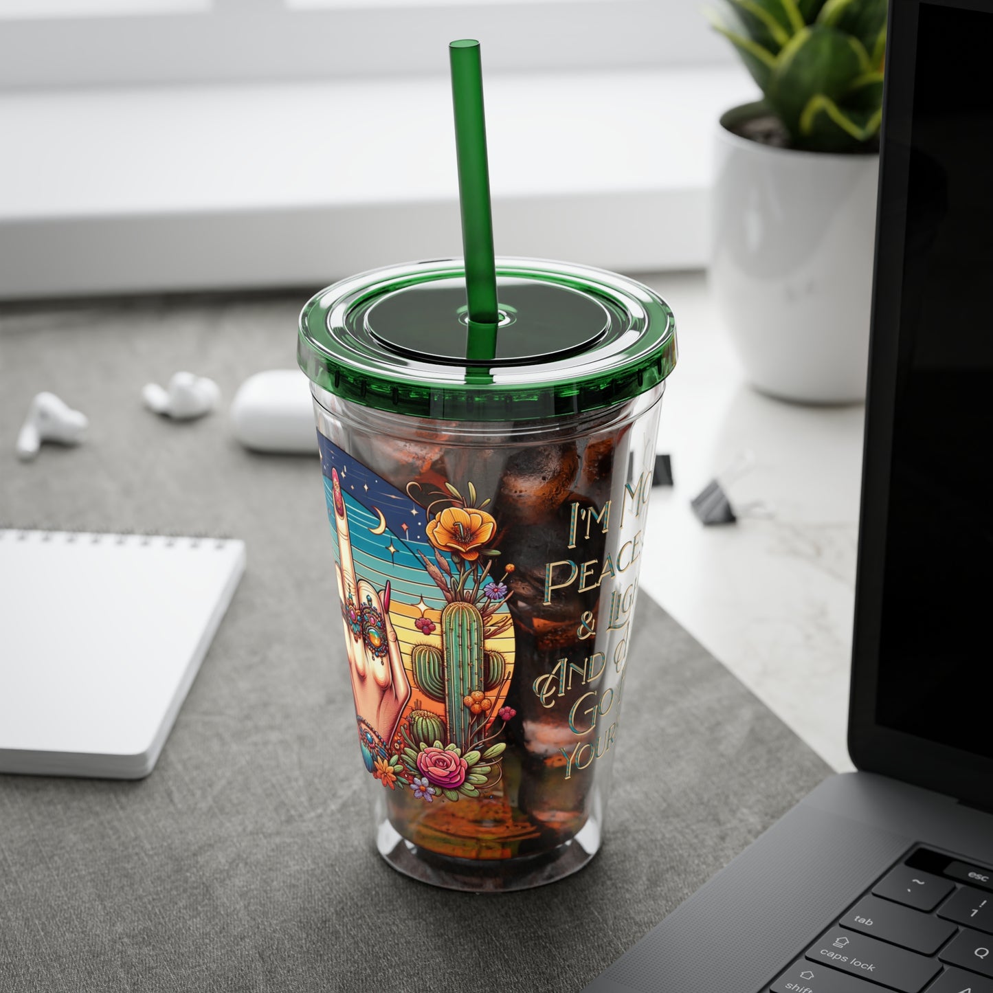 Peace Love Light F* Yourself 16oz Insulated Tumbler with Straw
