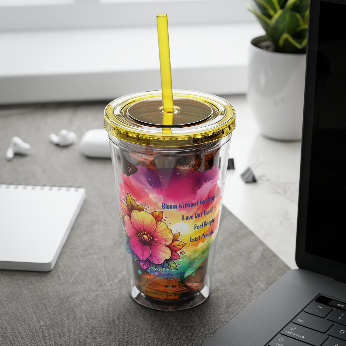 Bloom Without Apology 16oz. Insulated Tumbler with Straw