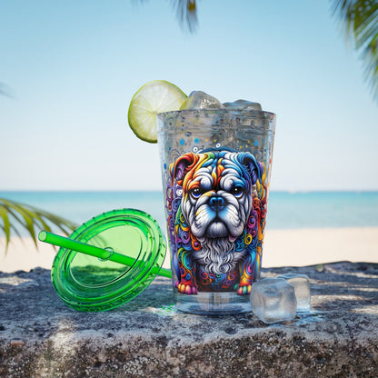 Colorful Bulldog 16oz. Insulated Tumbler with Straw