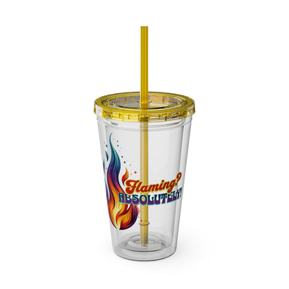Flaming Pride 16oz Insulated Tumbler with Straw