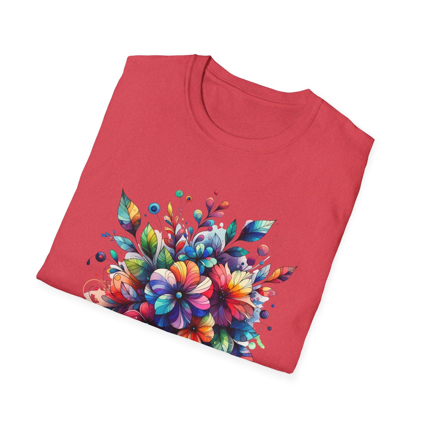 Rainbow Floral Explosion Unisex Graphic T-Shirt