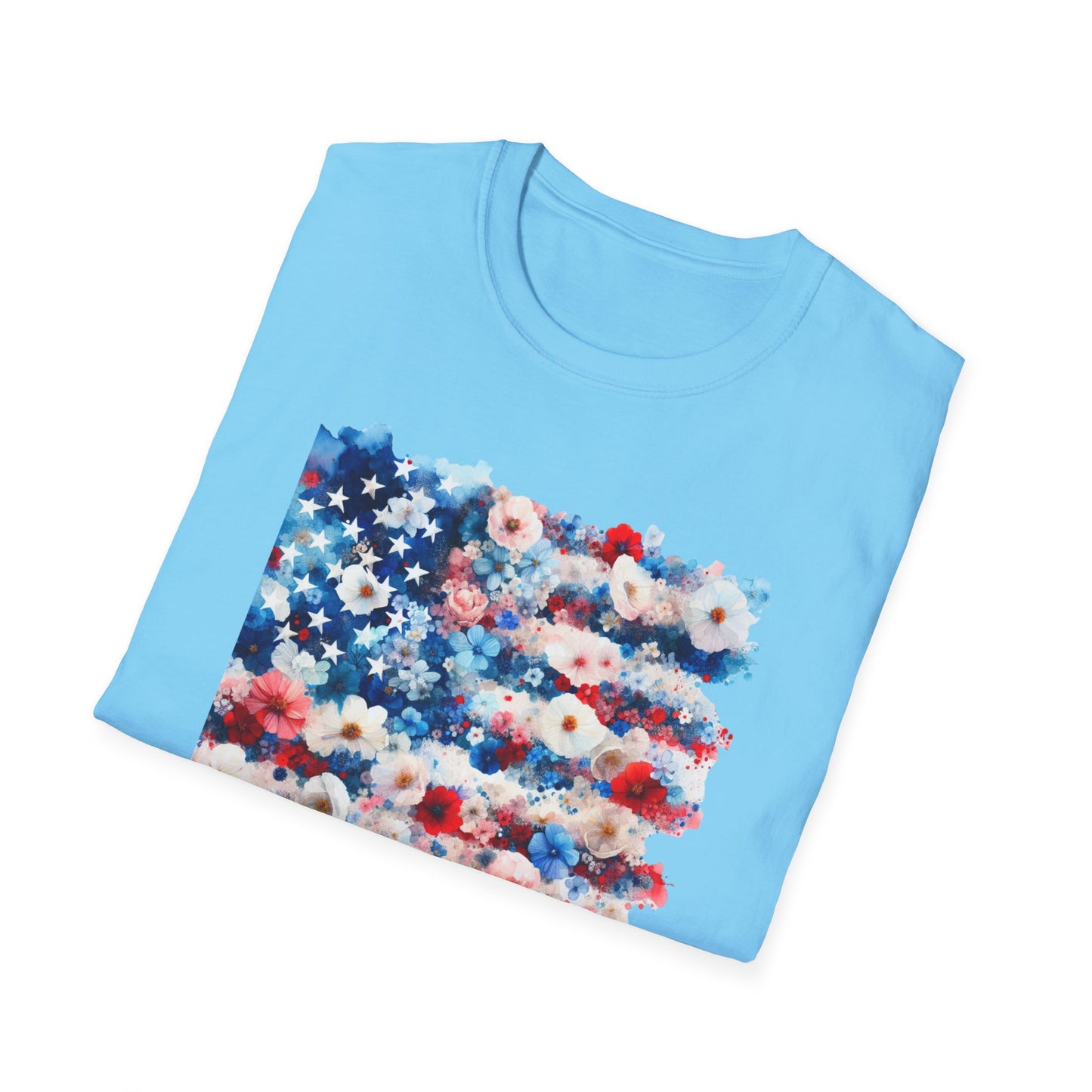Patriotic Floral Freedom in Full Bloom Unisex Graphic T-Shirt