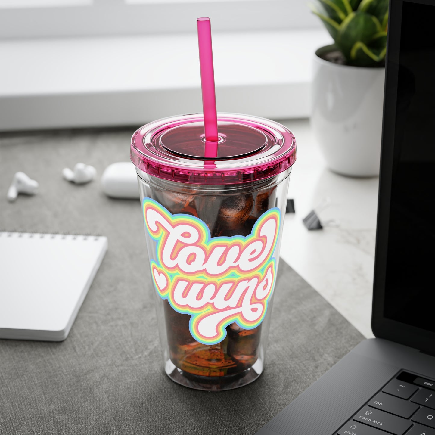 Love Wins 16oz. Insulated Tumbler with Straw