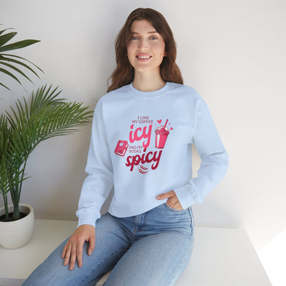 Icy Coffee Spicy Books Unisex Crewneck Sweatshirt