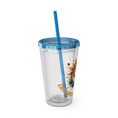 Caffeinated & Unbothered 16oz Insulated Tumbler with Straw
