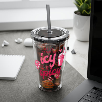 Icy Coffee & Spicy Books 16oz Insulated Tumbler with Straw