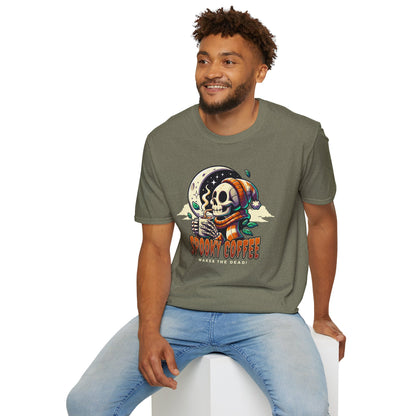 Spooky Coffee Skeleton Unisex Graphic T-Shirt