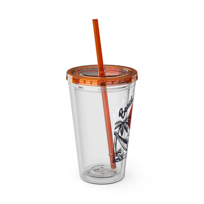 Beach Mode On 16oz Insulated Tumbler with Straw