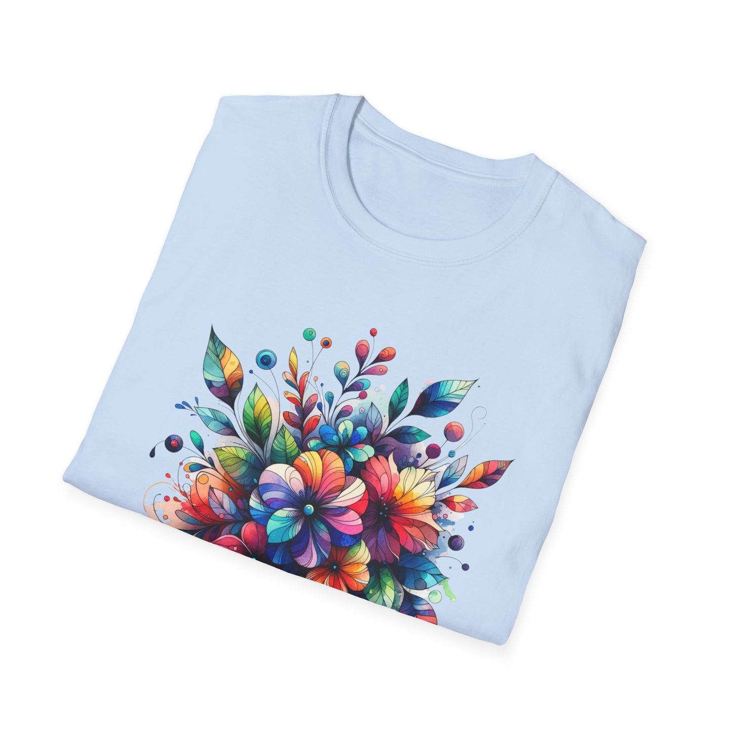 Rainbow Floral Explosion Unisex Graphic T-Shirt
