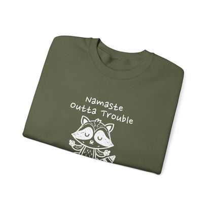 Namaste Outta Trouble Raccoon Unisex Crewneck Sweatshirt