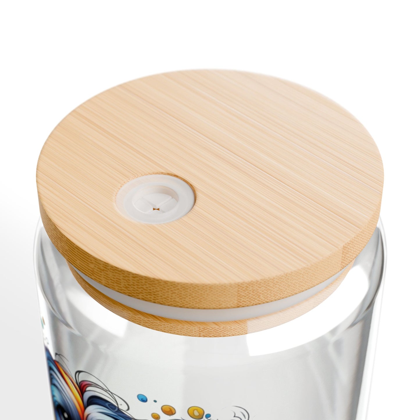 Colorful Shih Tzu Sipper Glass, 16oz with Bamboo Lid & Straw