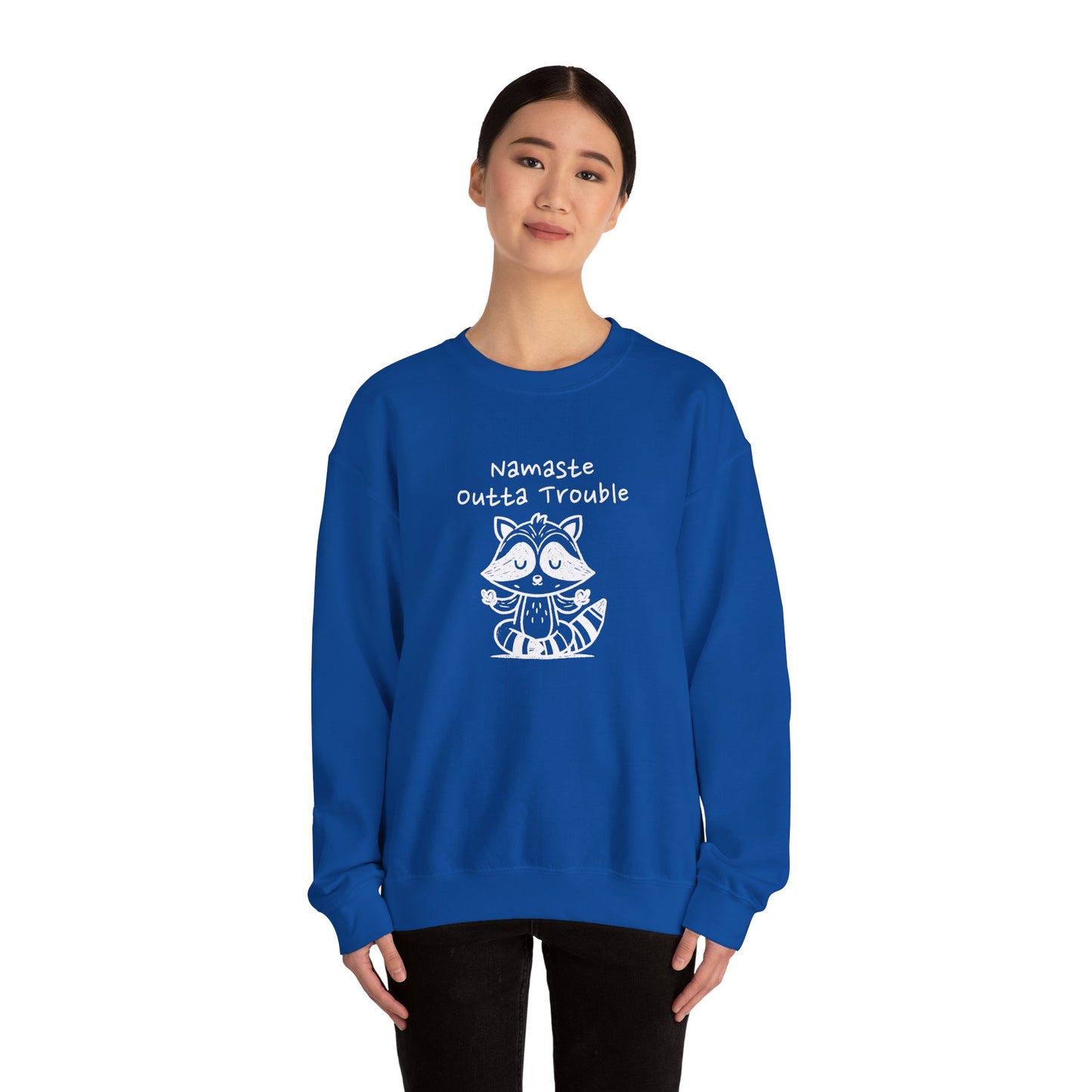Namaste Outta Trouble Raccoon Unisex Crewneck Sweatshirt