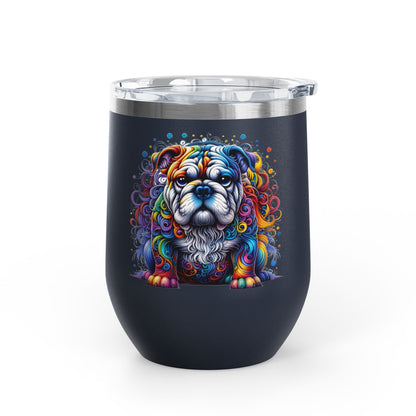 Colorful Bulldog 12oz. Insulated Wine Tumbler