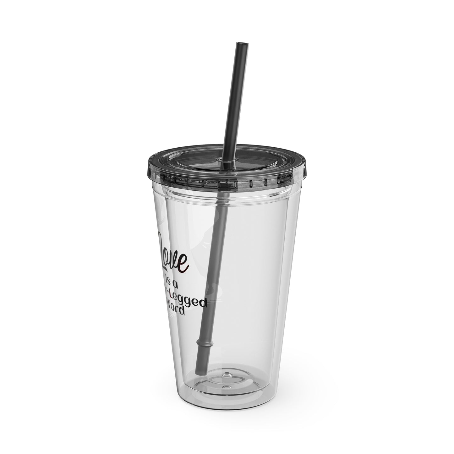 Love is a Four-Legged Word Dog Lover 16oz. Insulated Tumbler with Straw