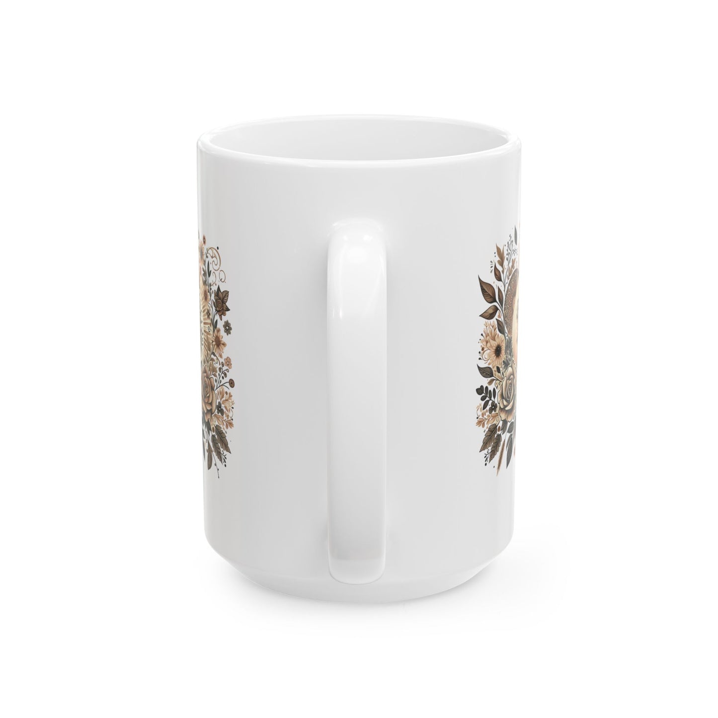 Boho Floral Celestial Sun & Moon Ceramic Mug