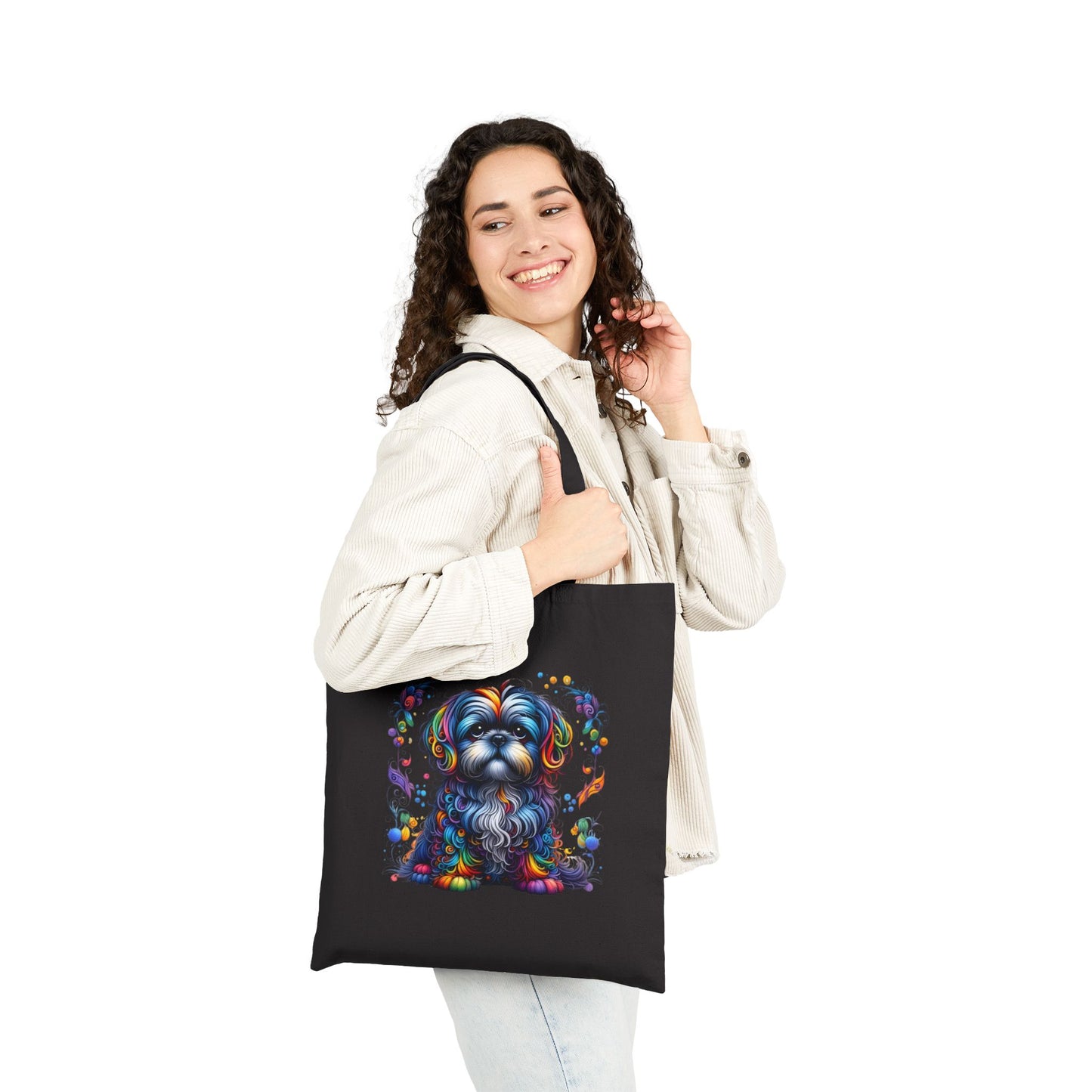 Colorful Shih Tzu Cotton Canvas Tote Bag
