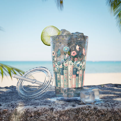 No Such Thing As Too Many Books 16oz Insulated Tumbler with Straw