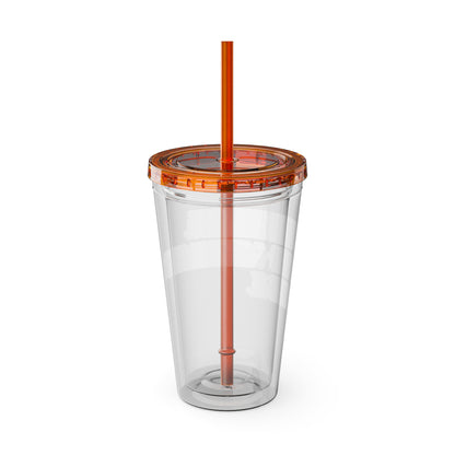 Overthinking. Overcaffeinated. Over It 16oz Insulated Tumbler with Straw