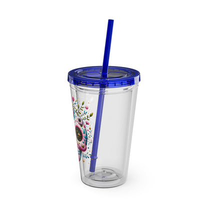 Sugar Skull 16oz Insulated Tumbler with Straw