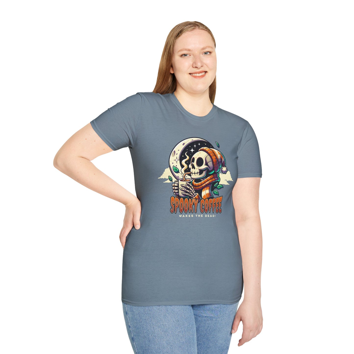 Spooky Coffee Skeleton Unisex Graphic T-Shirt
