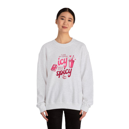 Icy Coffee Spicy Books Unisex Crewneck Sweatshirt