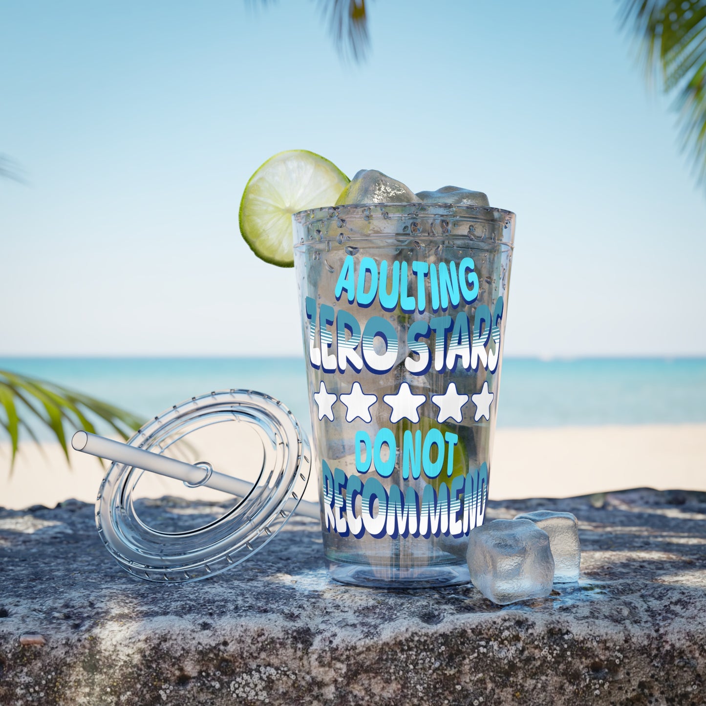 Adulting Zero Stars 16oz Insulated Tumbler with Straw