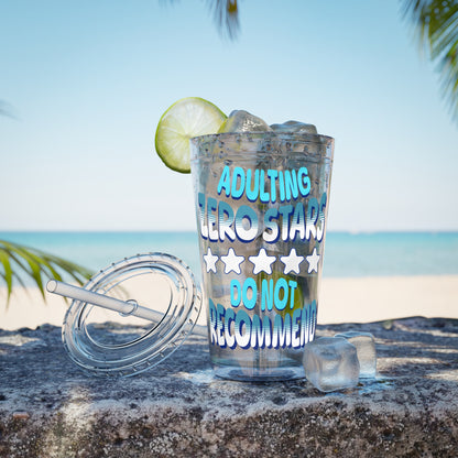 Adulting Zero Stars 16oz Insulated Tumbler with Straw