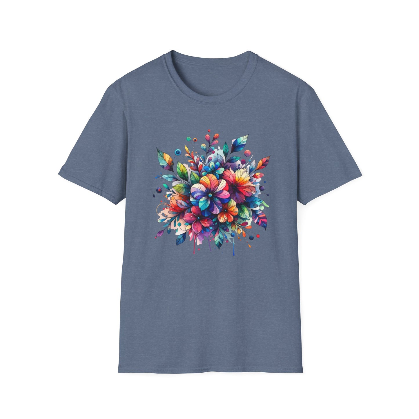 Rainbow Floral Explosion Unisex Graphic T-Shirt
