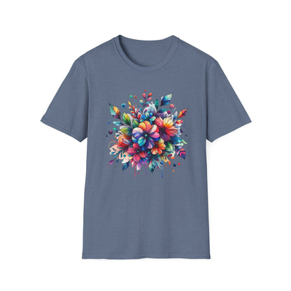 Rainbow Floral Explosion Unisex Graphic T-Shirt