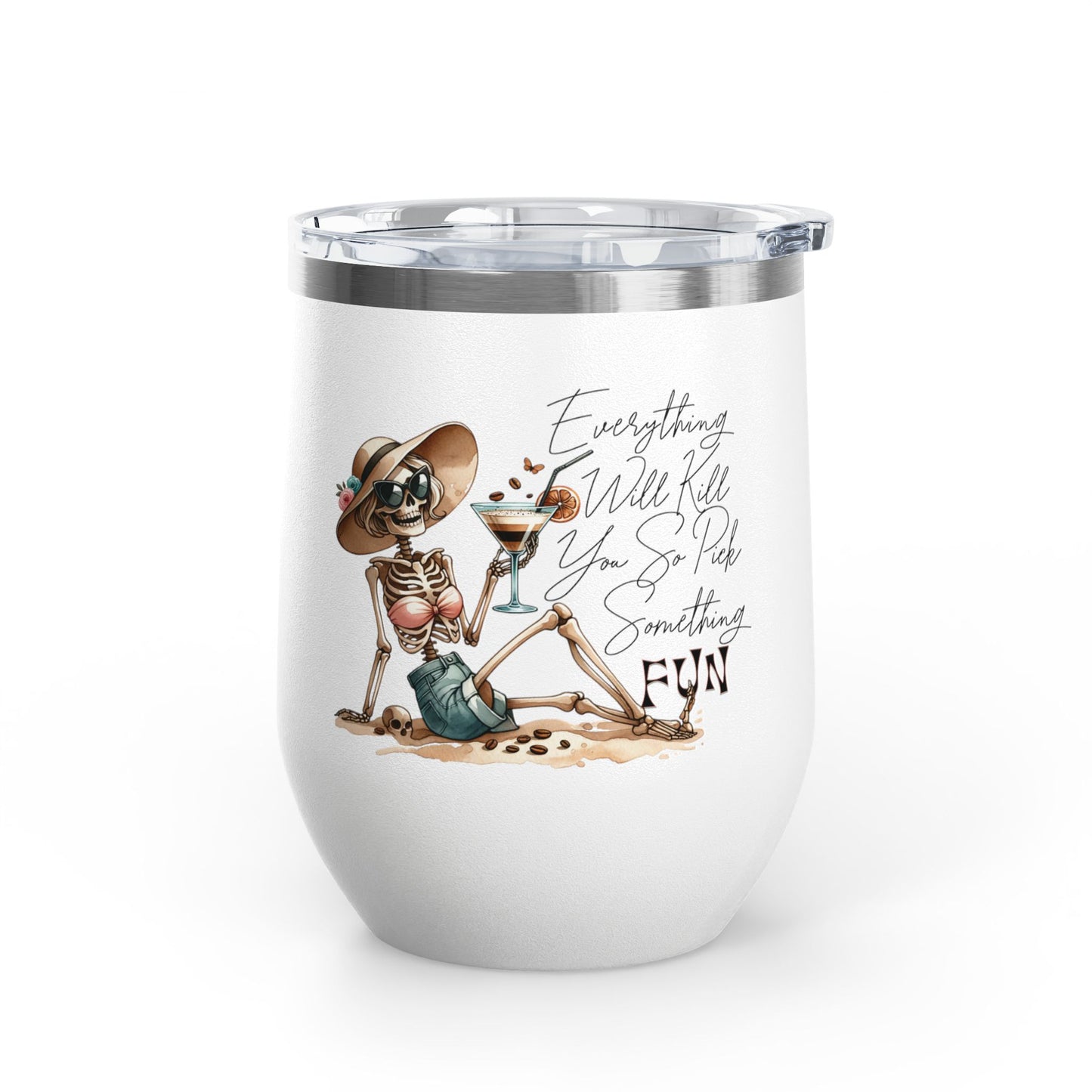 Pick Something Fun Skeleton 12oz Insulated Wine Cup