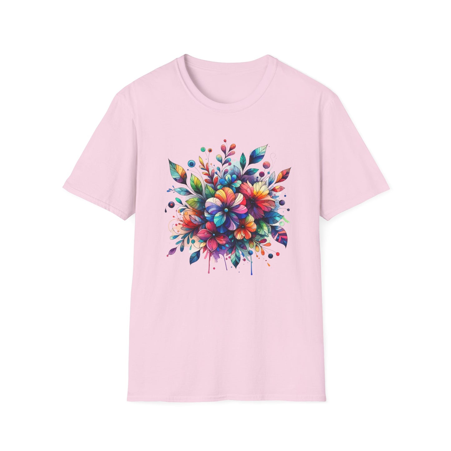 Rainbow Floral Explosion Unisex Graphic T-Shirt
